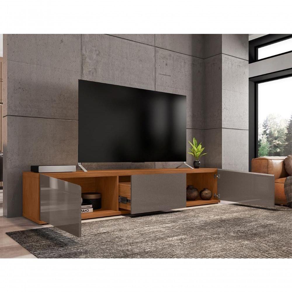 Rack Para Tv Mônaco Com Gaveta Cinza Perola Noce - 4