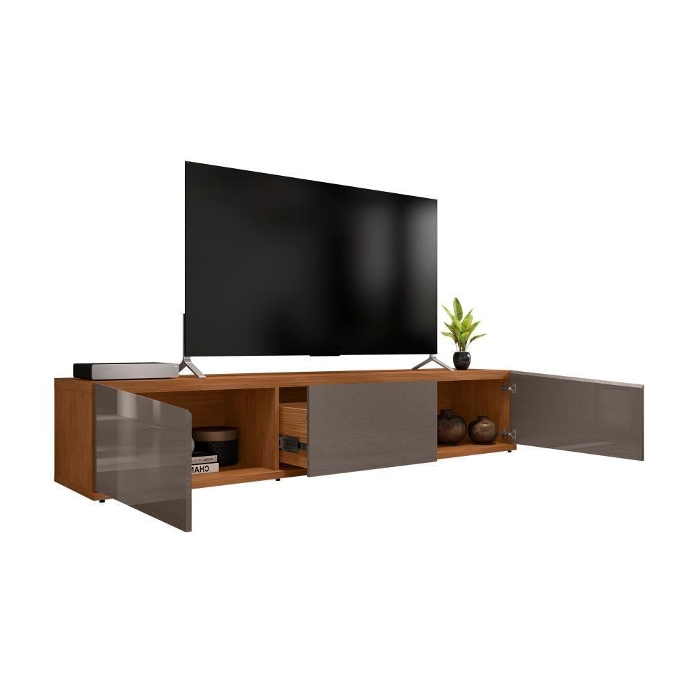 Rack Para Tv Mônaco Com Gaveta Cinza Perola Noce - 6