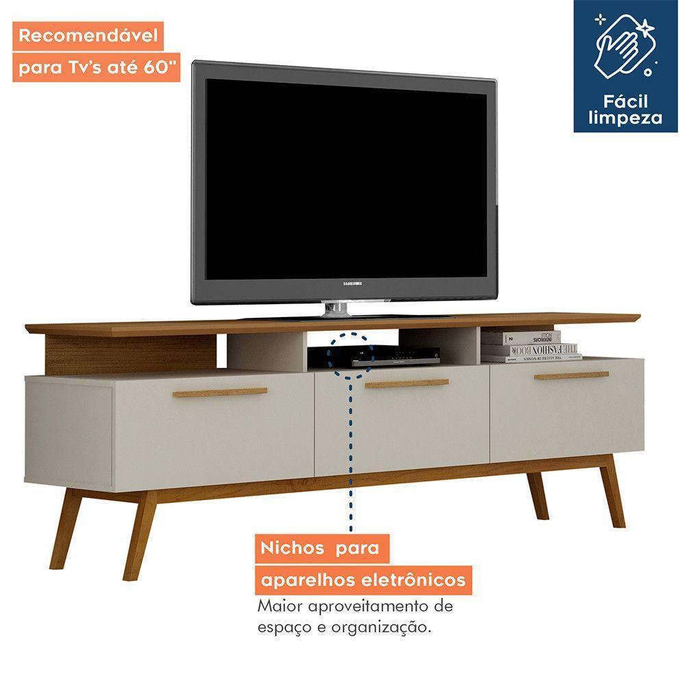 Rack Para Tv Até 70 Polegadas 1 Porta São Paulo Valdemóveis Off White/cinamomo - 3