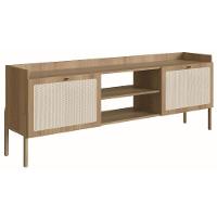 Rack Oslo Artesano 183 Cm (Largura) Em Mdp Cor Mel Palha Natural Duas Portas Base Madeira - 1