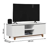 Rack Bancada Flow 2 Portas Com Pés De Madeira Maciça Branco/freijo Branco/freijo - 2