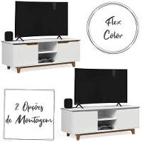 Rack Bancada Flow 2 Portas Com Pés De Madeira Maciça Branco/freijo Branco/freijo