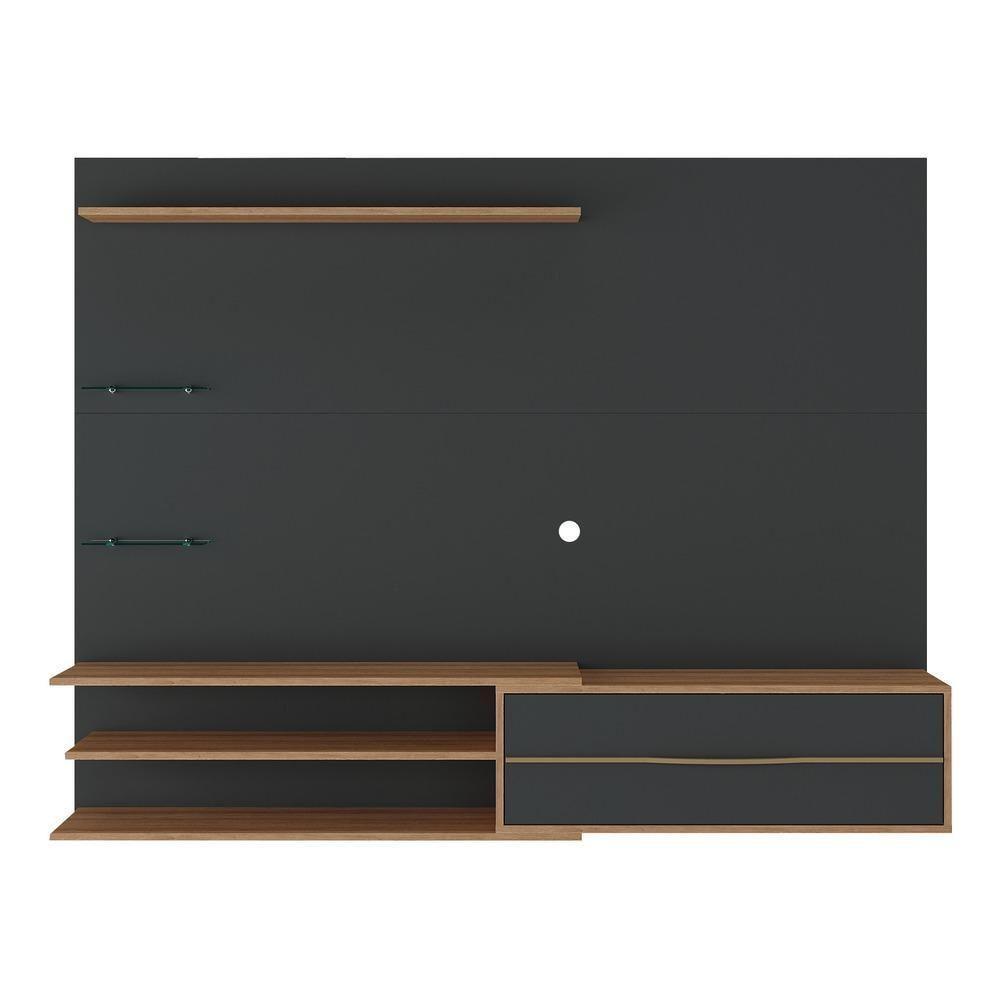 Painel Com Suporte Para Tv Até 65 Polegadas 1 Porta E Prateleiras Multimóveis Mp1073 Preto/rustic Preto/rustic - 3