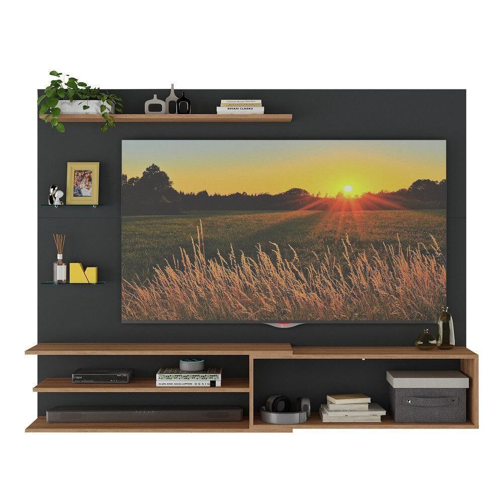 Painel Com Suporte Para Tv Até 65 Polegadas 1 Porta E Prateleiras Multimóveis Mp1073 Preto/rustic Preto/rustic - 5