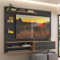 Painel Com Suporte Para Tv Até 65 Polegadas 1 Porta E Prateleiras Multimóveis Mp1073 Preto/rustic Preto/rustic