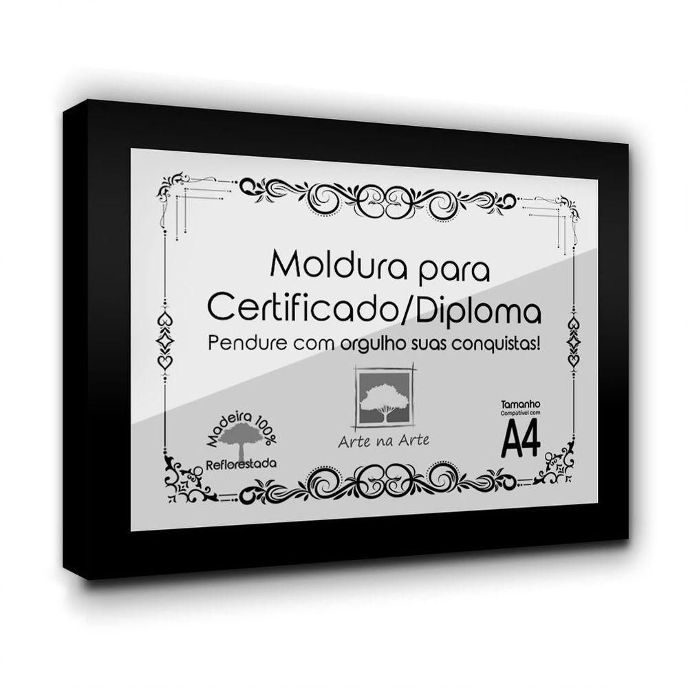 1 Certificado/Diploma A4 Com Tela De Acetato E Mdf Titulo Moldura Preta - 10