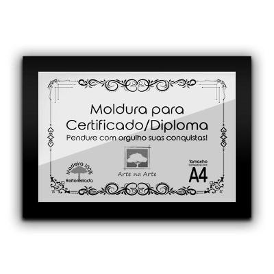 1 Certificado/Diploma A4 Com Tela De Acetato E Mdf Titulo Moldura Preta