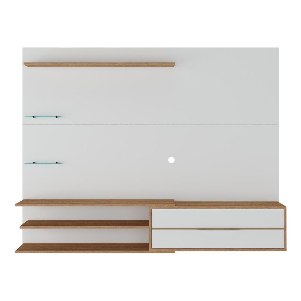 Painel Com Suporte Para Tv Até 65 Polegadas 1 Porta E Prateleiras Multimóveis Mp1073 Branco/rustic Branco/rustic - 5