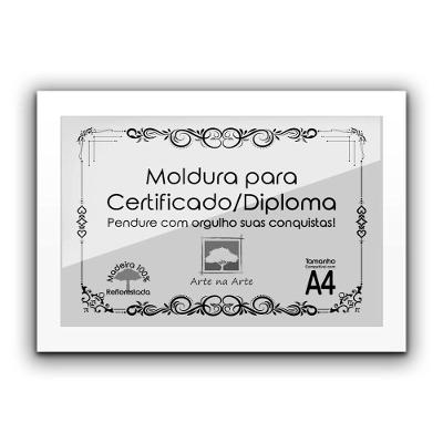 1 Certificado/Diploma A4 Com Tela De Acetato E Mdf Titulo Moldura Branca