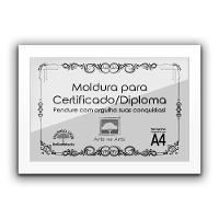 1 Certificado/Diploma A4 Com Tela De Acetato E Mdf Titulo Moldura Branca - 1