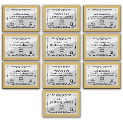 Kit 10 Certificados/Diplomas A4 Com Tela De Acetato E Mdf Titulo Moldura Marfim