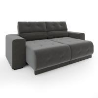 Sofá Retrátil Reclinável 3 Lugares Veludo Cinza - 2