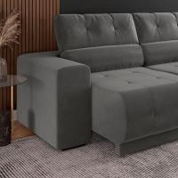 Sofá Retrátil Reclinável 3 Lugares Veludo Cinza - 3