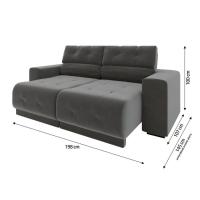 Sofá Retrátil Reclinável 3 Lugares Veludo Cinza - 4