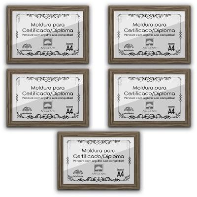 Kit 5 Certificados/Diplomas A4 Com Tela De Acetato E Mdf Titulo Moldura Madeira