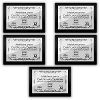 Kit 5 Certificados/Diplomas A4 Com Tela De Acetato E Mdf Titulo Moldura Preta - 1