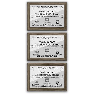 Kit 3 Certificados Diplomas A4 Com Tela De Acetato E Mdf Titulos Moldura Madeira