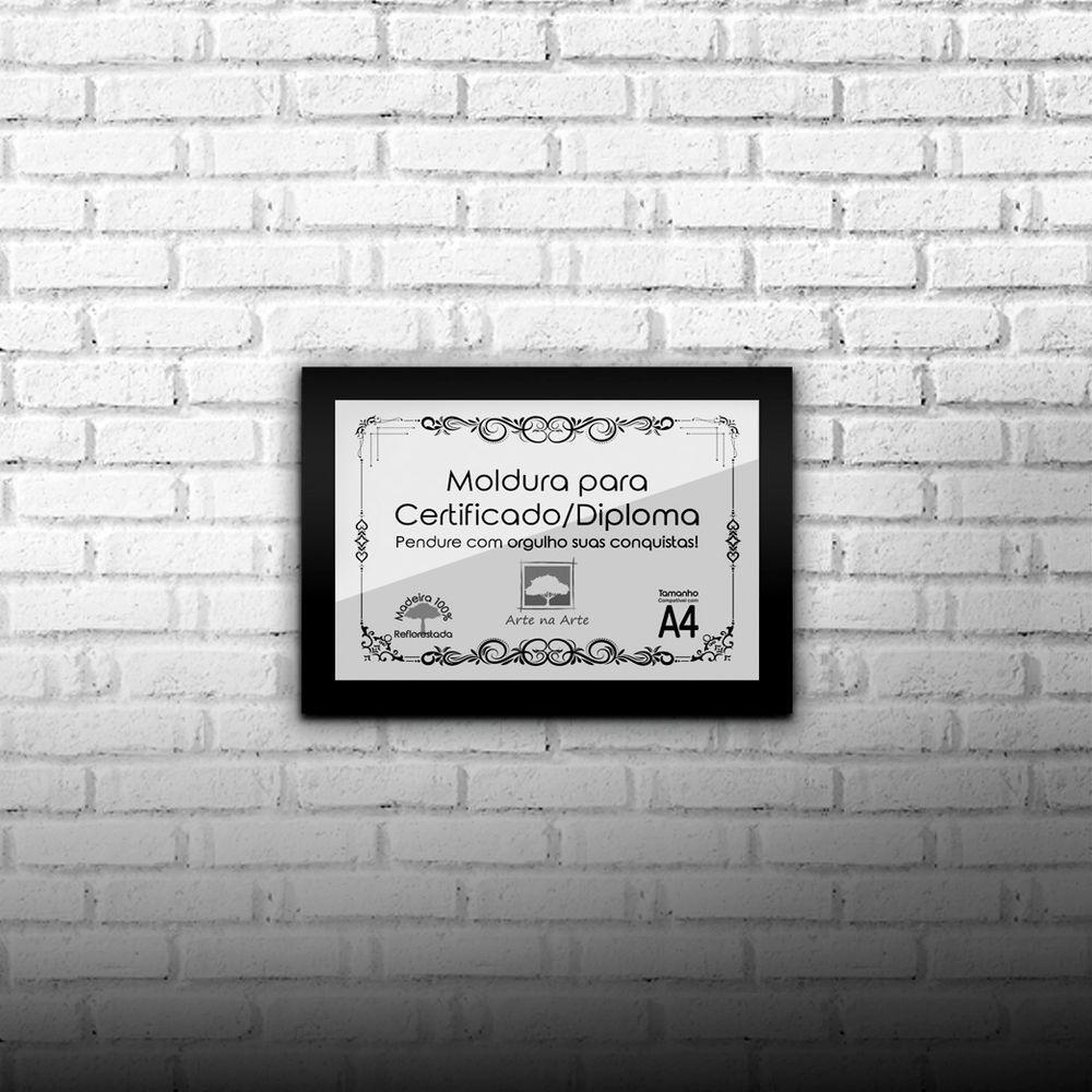1 Certificado Diploma A4 Com Tela De Acetato E Mdf Titulos Moldura Preta - 10