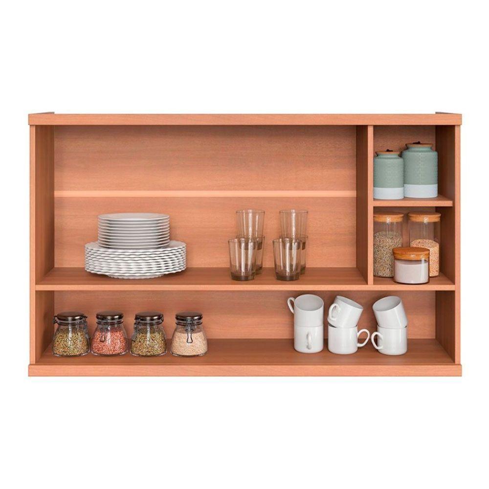 Armário Aéreo Macadâmia 120cm 1 Porta Basculante Ripado Com Nicho 914003 Telasul Freijo - 5