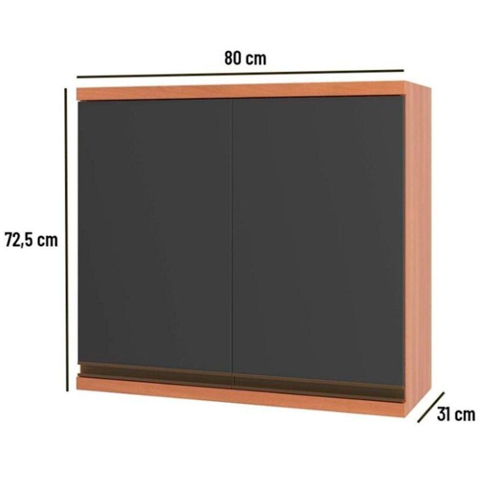 Armário Aéreo Macadâmia 80cm 2 Portas 914002 Telasul Freijo E Grafite - 2