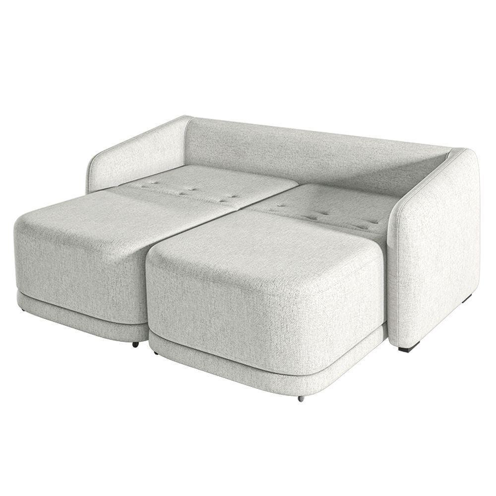 Sofá Cama Modulado Retrátil E Reclinável Decorativo Varsóvia 196cm Linho Cinza G33 - Gran Belo - 4