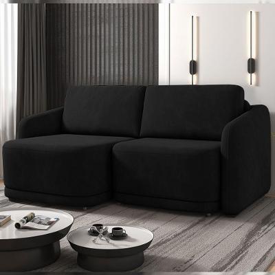 Sofá Cama Modulado Retrátil E Reclinável Decorativo Varsóvia 216cm Veludo Preto G33 - Gran Belo