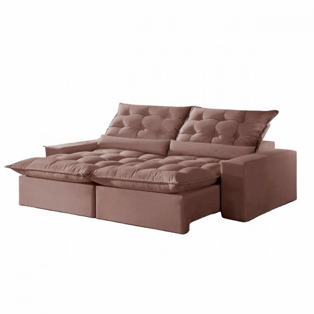 Sofá Retrátil Reclinável 2.10 M Veludo Jolie Rose Montano Rose - 1