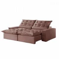 Sofá Retrátil Reclinável 2.10 M Veludo Jolie Rose Montano Rose - 1