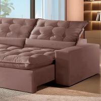 Sofá Retrátil Reclinável 2.10 M Veludo Jolie Rose Montano Rose - 2