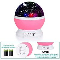 Projetor De Luz Noturna Estrelada, Luzes De Bebê Com 4 Lâmpadas De Led, 8 Mudanças De Cor Rosa - 2