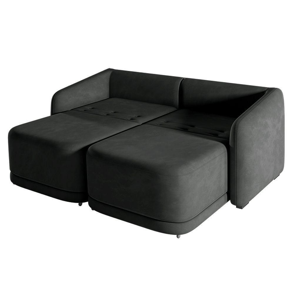 Sofá Cama Modulado Retrátil E Reclinável Varsóvia 236cm Veludo Cinza Chumbo G33 - Gran Belo - 6