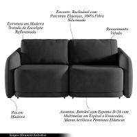 Sofá Cama Modulado Retrátil E Reclinável Varsóvia 236cm Veludo Cinza Chumbo G33 - Gran Belo