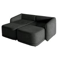 Sofá Cama Modulado Retrátil E Reclinável Varsóvia 236cm Veludo Cinza Chumbo G33 - Gran Belo - 6