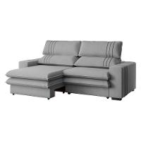 Sofá 2 Lugares Retrátil Noruega 270 Cm Veludo Pés Tabaco - D'rossi Cor Cinza - 1