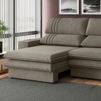 Sofá 2 Lugares Retrátil Noruega 270 Cm Veludo Cappuccino Pés Tabaco - D'rossi - 3