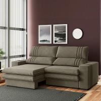 Sofá 2 Lugares Retrátil Noruega 180 Cm Veludo Pés Tabaco - D'rossi Cor Cappuccino - 4