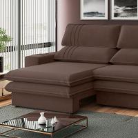 Sofá 2 Lugares Retrátil Noruega 230 Cm Veludo Pés Tabaco - D'rossi Cor Marrom - 5