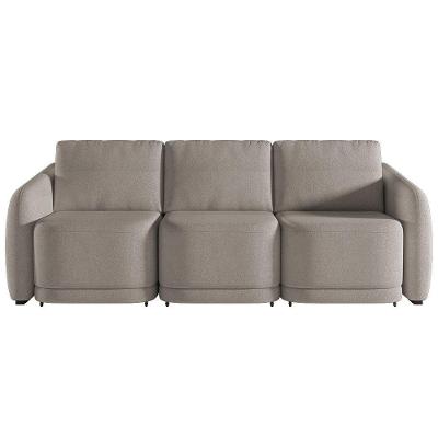 Sofá Cama Casal Para Sala 336cm Polska K04 Bouclê Bege Escuro - Mpozenato