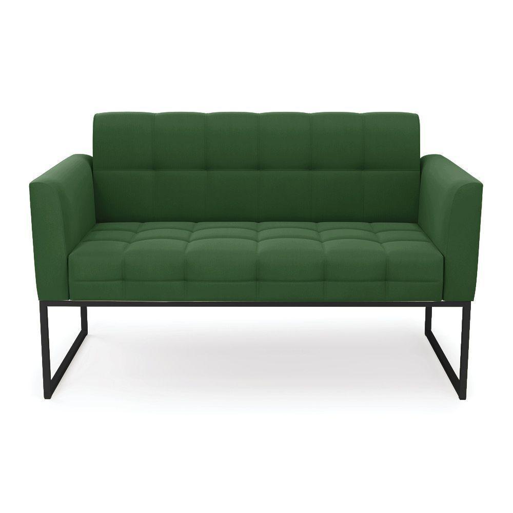 Sofá Namoradeira Elisa Suede Verde Base Metálica Industrial Preto - D'rossi - 3