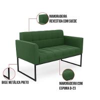 Sofá Namoradeira Elisa Suede Verde Base Metálica Industrial Preto - D'rossi - 2