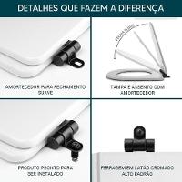 Assento Sanitário Poliéster Antibactéria Soft Close Link/Lk Branco Para Vaso Deca Com Ferragem Preta - 6
