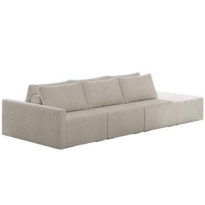 Sofá Ilha Modular Com Puff Para Sala Living 312cm Georgia K04 Bouclê Bege - Mpozenato