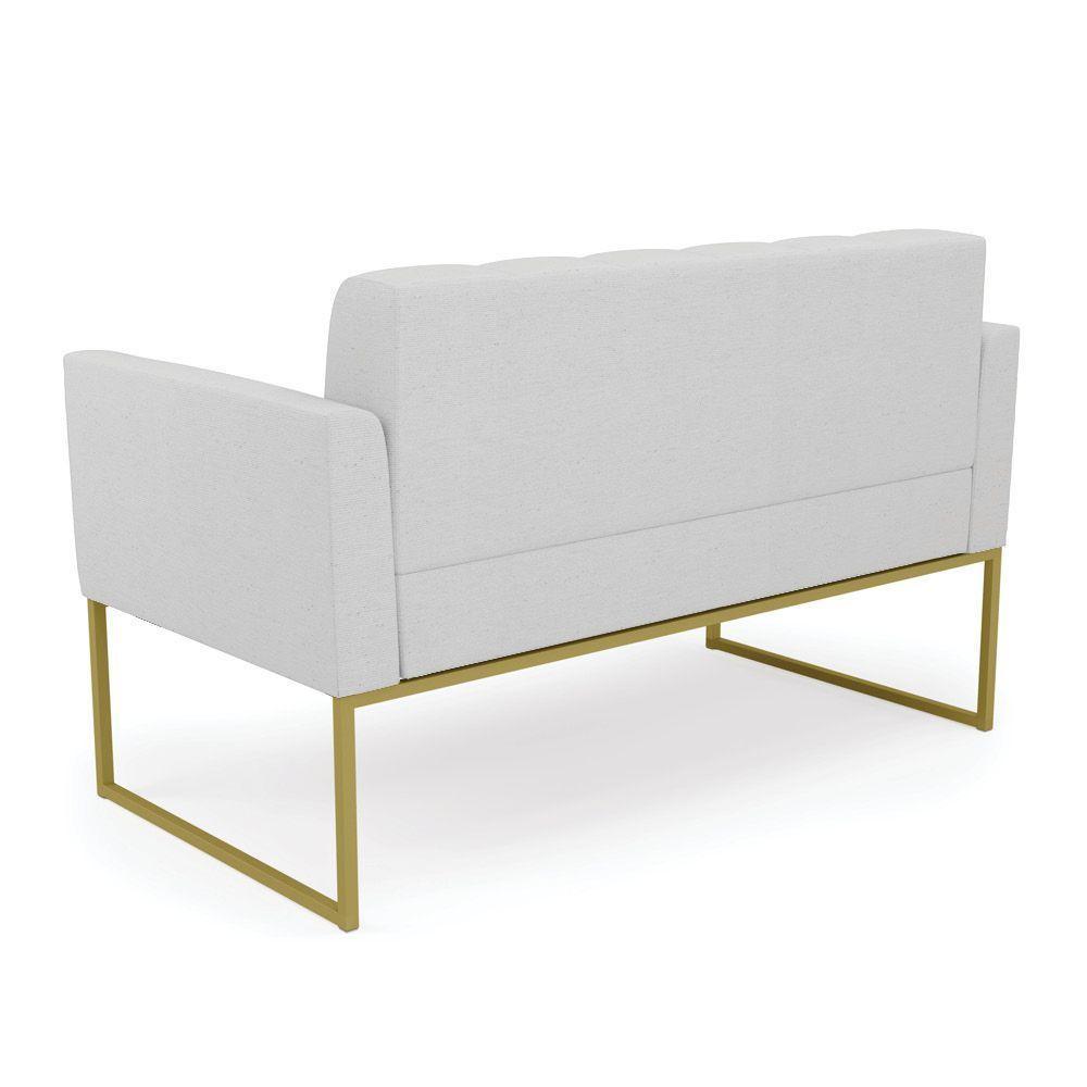 Sofá Namoradeira Elisa Linho Base Metálica Industrial Dourada - D'rossi Cor A05 Cinza - 5