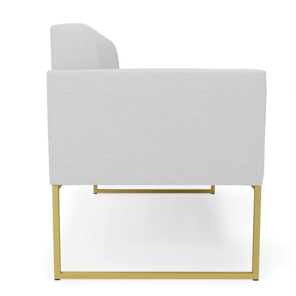 Sofá Namoradeira Elisa Linho Base Metálica Industrial Dourada - D'rossi Cor A05 Cinza - 7