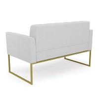 Sofá Namoradeira Elisa Linho Base Metálica Industrial Dourada - D'rossi Cor A05 Cinza - 5