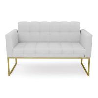 Sofá Namoradeira Elisa Linho Base Metálica Industrial Dourada - D'rossi Cor A05 Cinza - 6