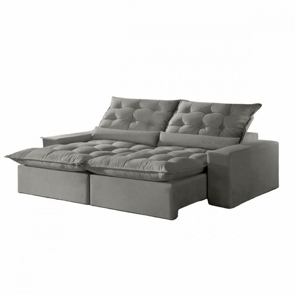 Sofá Retrátil Reclinável 2.10 M Veludo Jolie Cappuccino Montano Cappuccino - 1