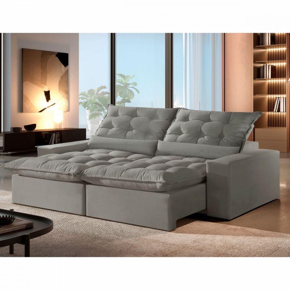 Sofá Retrátil Reclinável 2.10 M Veludo Jolie Cappuccino Montano Cappuccino - 2