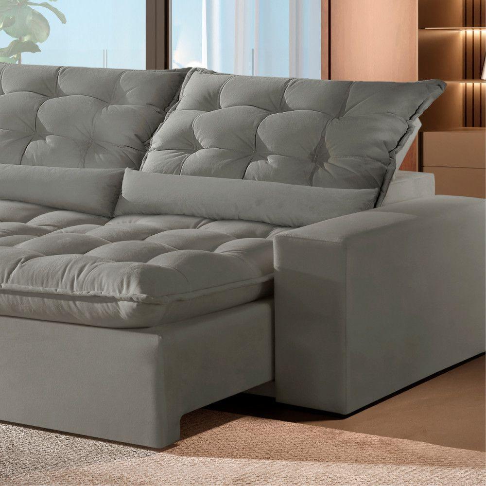 Sofá Retrátil Reclinável 2.10 M Veludo Jolie Cappuccino Montano Cappuccino - 4
