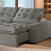 Sofá Retrátil Reclinável 2.10 M Veludo Jolie Cappuccino Montano Cappuccino - 4